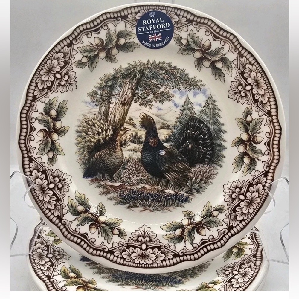 4 Royal Stafford Homeland Capercailie  8.5" Salad Plates Thanksgiving Set 4 New